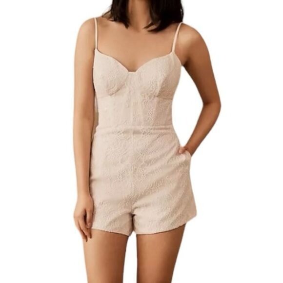 BHLDN Hayley Paige Shirley Bridal Romper in Ivory Size 2 NWT - Picture 1 of 10